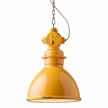 Retro-Lampe im Fabrikstil, Keramikfarbe gelb
