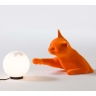 Kleine Tischlampe mit Katze Samt Orange